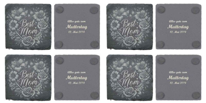 Set Best Mom Schiefer-Untersetzer personalisiertes Geschenk Muttertag quadratisch – Bild 5