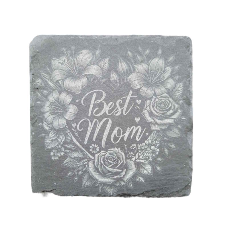 Set Best Mom Schiefer-Untersetzer personalisiertes Geschenk Muttertag quadratisch