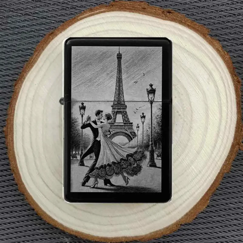 Feuerzeug mit Tanzpaar und Eiffelturm Gravur – Paris Design, personalisiert und romantisch – Bild 5