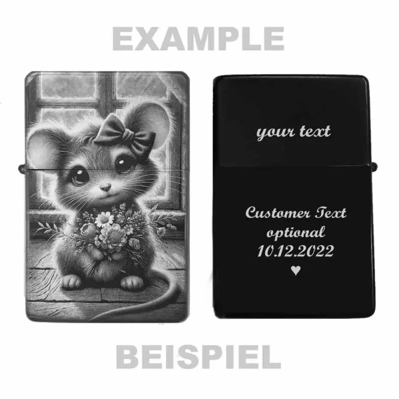 Personalisierbares Feuerzeug mit süßer Maus Gravur – ideal als Geschenk