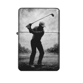 Golfer beim Abschlag Feuerzeug Gravur personalisiert Golf Geschenk