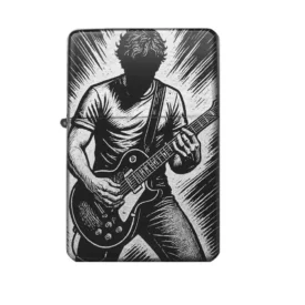 Gitarrenspieler Rockmusik Feuerzeug Gravur personalisiert Geschenkidee