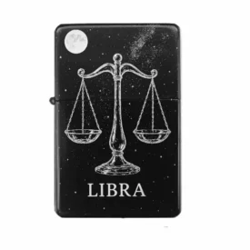 Sternzeichen Feuerzeug Waage mit Gravur – Libra Design mit Mond, Geschenk für Astrologie-Liebhaber