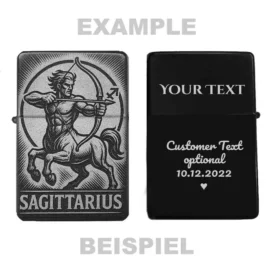 Gravur-Feuerzeug mit Sternzeichen Sagittarius – personalisierbares Geschenk