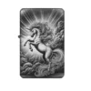 Majestätisches Einhorn Feuerzeug – detailreiche Gravur mit Lichtstrahlen und Wolkenmotiv