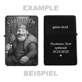 Viking Feuerzeug mit Rückseitentext – Beispiel für individuelle Personalisierung