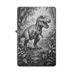 T-Rex Feuerzeug mit Gravur – Dino-Motiv im Urwald