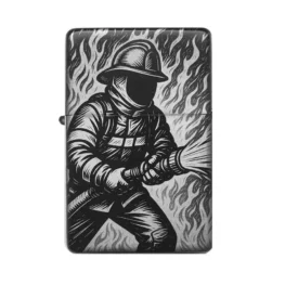 Feuerwehr Feuerzeug mit Gravur – Feuerwehrmann im Einsatz mit Flammen