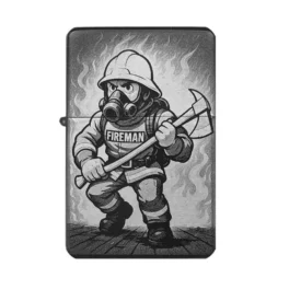 Comic Feuerzeug mit Feuerwehrmann – Geschenkidee mit Feuer-Motiv und Gravur