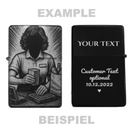 Personalisierbares Feuerzeug mit Kassiererin-Design – ideal als Geschenk für Einzelhandelskaufleute