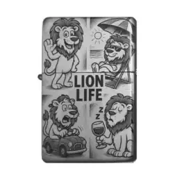 Löwen Feuerzeug mit Comic-Motiv – personalisiert mit Gravur