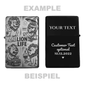 Personalisierbares Feuerzeug mit „Lion Life“ Design
