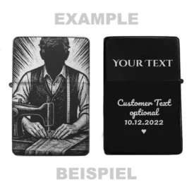 Personalisierbares Feuerzeug mit Schneider-Design – Geschenk für Hobbynäher und Maßschneider