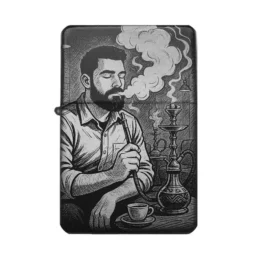 Shisha Feuerzeug mit Gravur – orientalisches Design mit Wasserpfeife und Teeglas