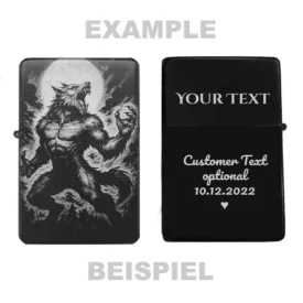 Mystisches Werwolf-Motiv Feuerzeug, personalisierbar mit Gravur