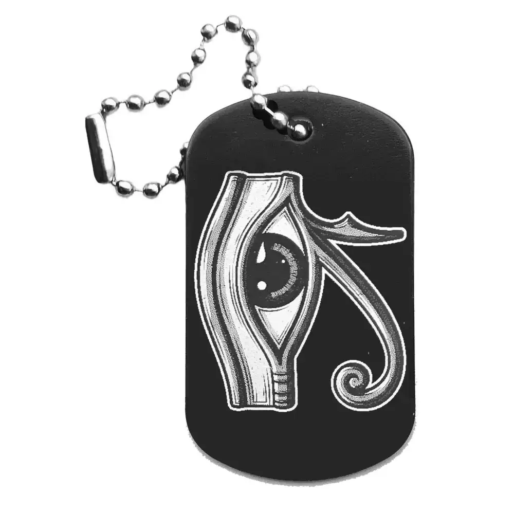 Auge des Horus-Anhänger – Dogtag mit Lasergravur, schwarze Oberfläche