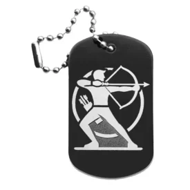 Bogenschießen-Anhänger – Dogtag mit Lasergravur, schwarze Oberfläche