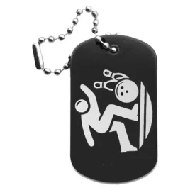 Bowling-Anhänger – Dogtag mit Lasergravur, schwarze Oberfläche