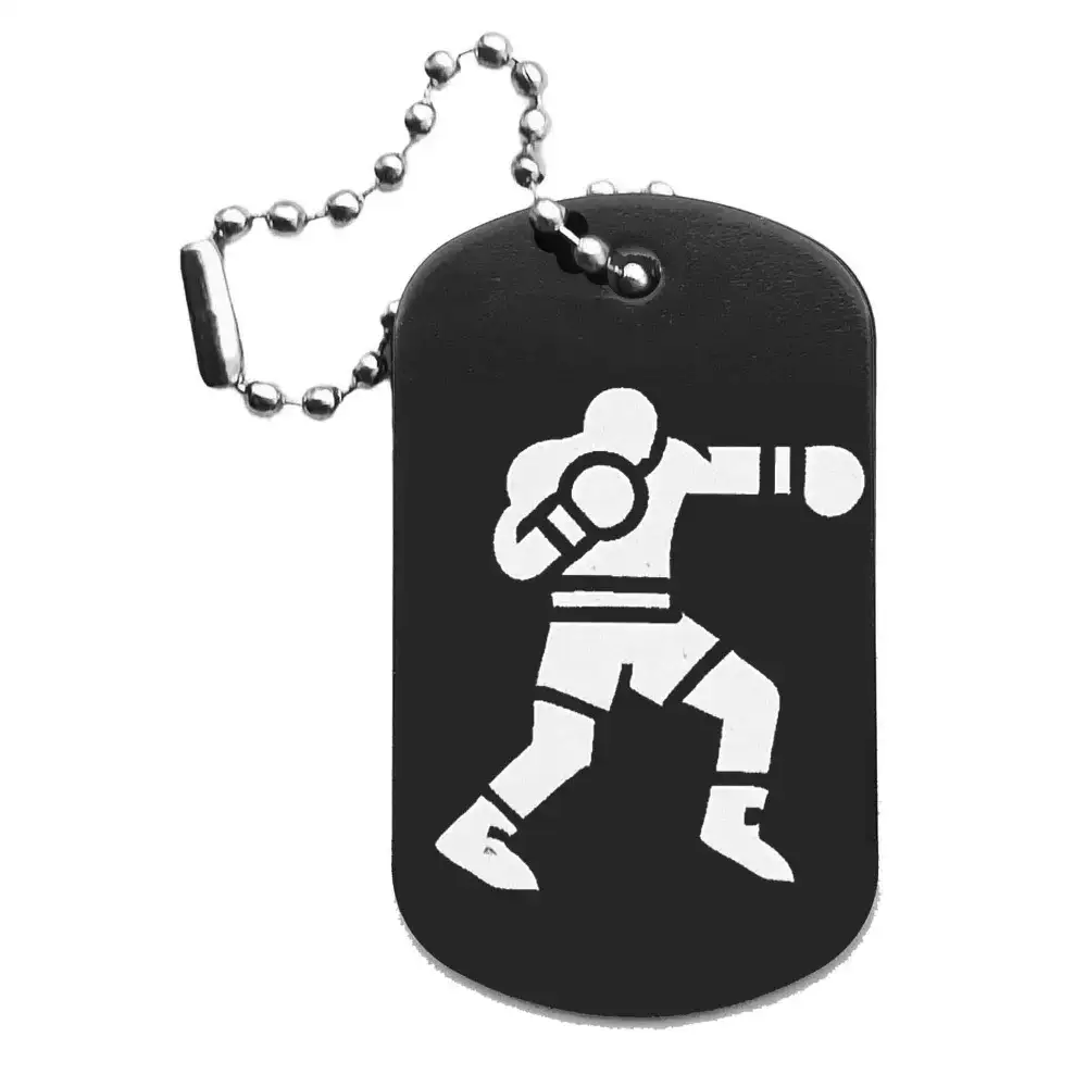 Boxen-Anhänger – Dogtag mit Lasergravur, schwarze Oberfläche
