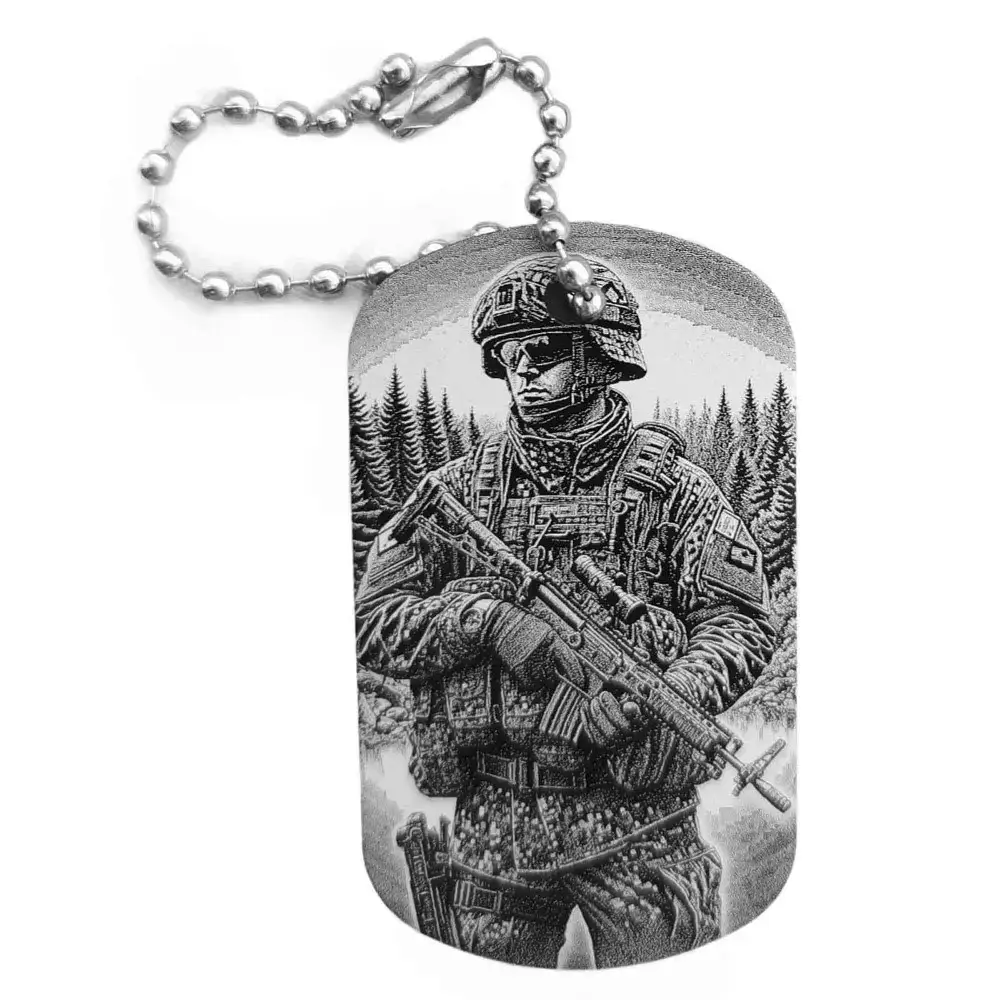 Bundeswehr-Anhänger – Dogtag mit Lasergravur, schwarze Oberfläche