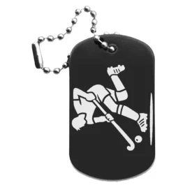 Feldhockey-Anhänger – Dogtag mit Lasergravur, schwarze Oberfläche