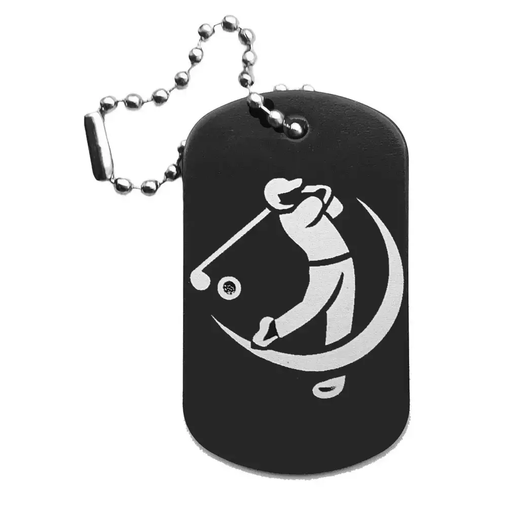Golf-Anhänger – Dogtag mit Lasergravur, schwarze Oberfläche