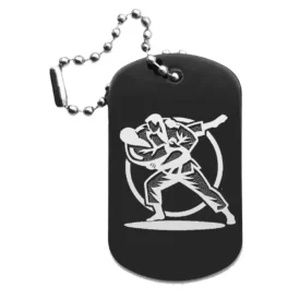 Judo-Anhänger – Dogtag mit Lasergravur, schwarze Oberfläche