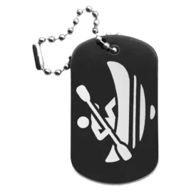 Kanu-Anhänger – Dogtag mit Lasergravur, schwarze Oberfläche