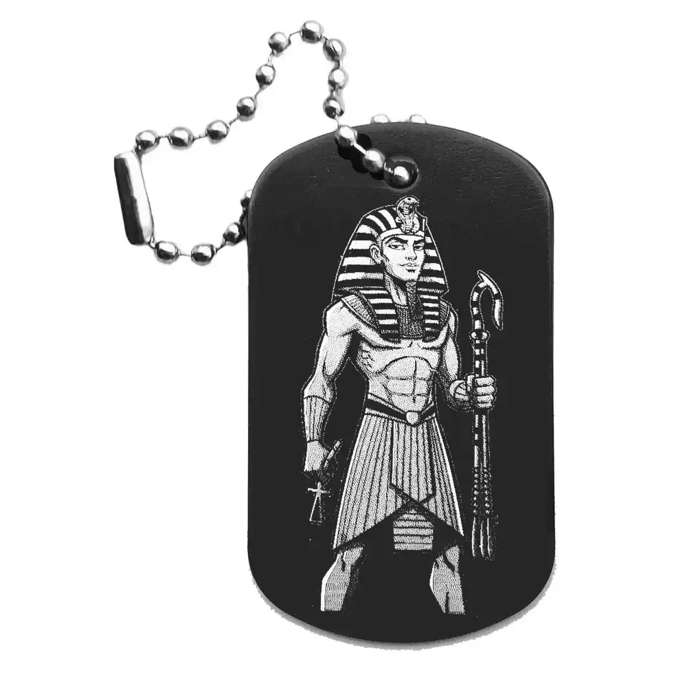 Pharao-Anhänger – Dogtag mit Lasergravur, schwarze Oberfläche