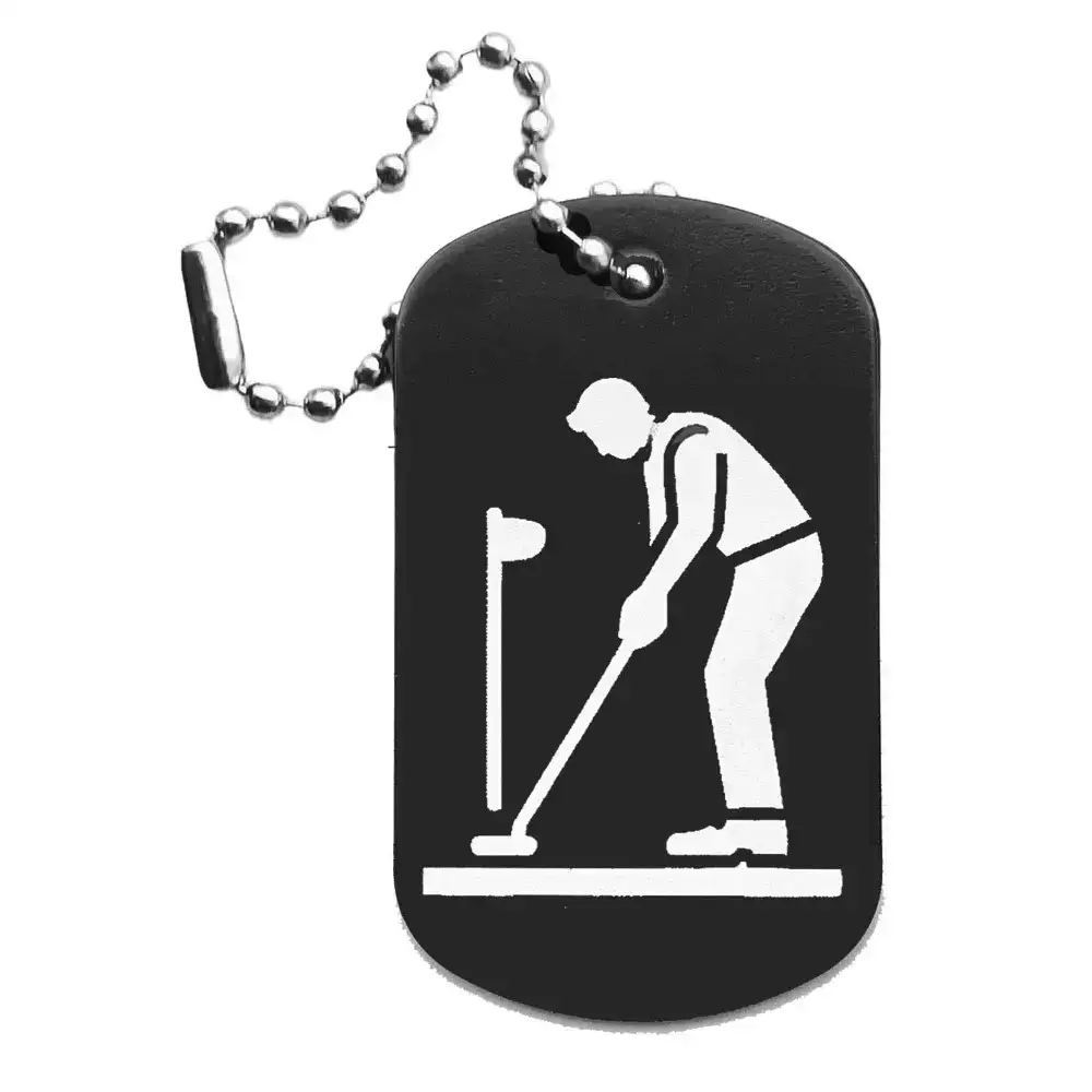 Golf-Anhänger – Dogtag mit Lasergravur, schwarze Oberfläche