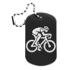 Radfahren-Anhänger – Dogtag mit Lasergravur, schwarze Oberfläche