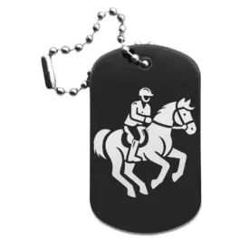 Reiten-Anhänger – Dogtag mit Lasergravur, schwarze Oberfläche
