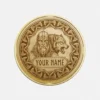 Vorderseite der Wikinger-Münze aus Messing mit Krieger, Wolf und Namensgravur 'YOUR NAME'.
