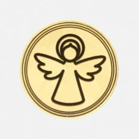 Massive Messingmünze mit modernem minimalistischen Schutzengel Symbol