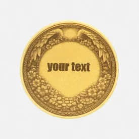 Rückseite der Engelchen Münze mit Gravurfeld umrahmt von Kleeblättern Blüten und Engelsflügeln