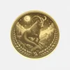 Detailansicht Messingmünze Sternzeichen Steinbock mit Sonne Mond und Symbol