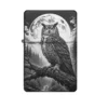 Graviertes Eulenfeuerzeug, Vollmond-Design auf schwarzem Metallgehäuse, Geschenkidee.