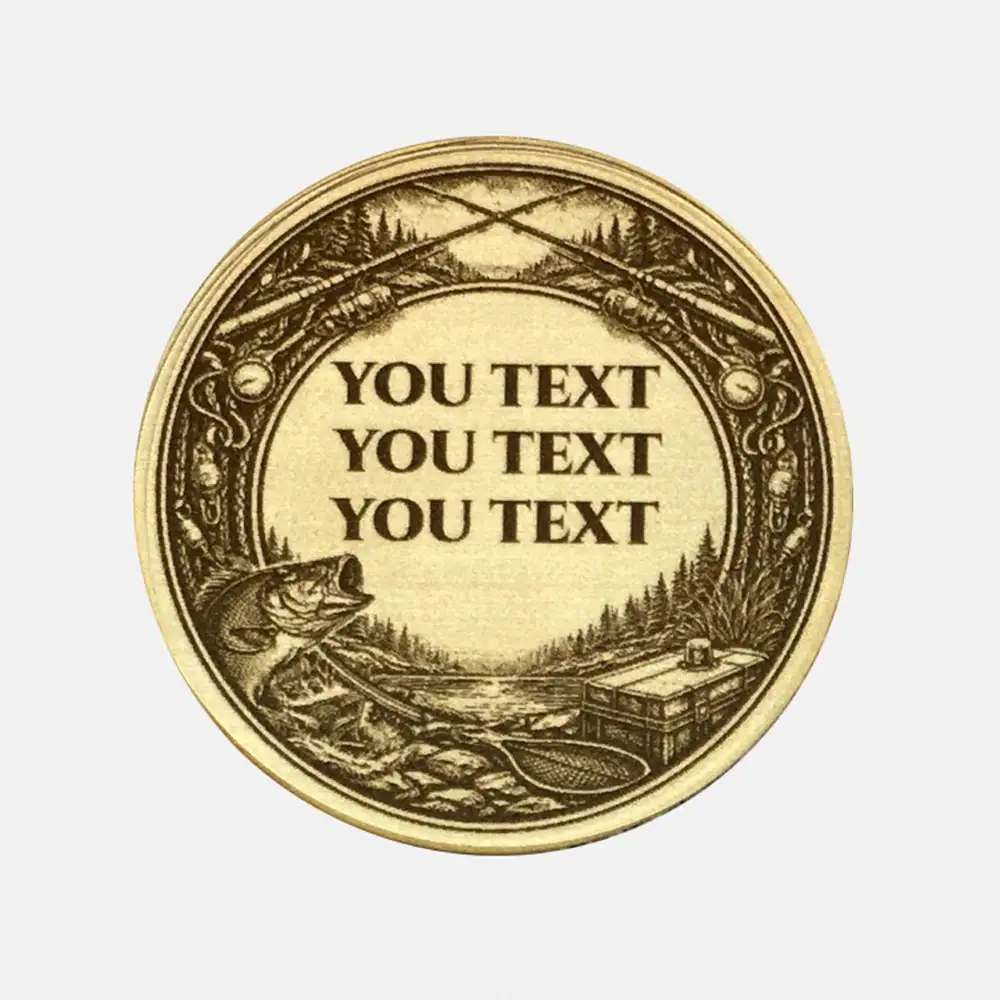 Personalisierte Angler Münze Messing | Petri Heil Glücksbringer - Rückseite