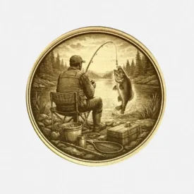 Personalisierte Angler Münze Messing | Petri Heil Glücksbringer - Vorderseite