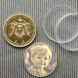 Krafttier Adler / Totemtier Messing Münze Beispiel Personalisierung mit Foto