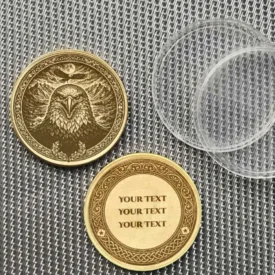 Krafttier Adler - Totemtier Messing Münze Beispiel Personalisierung mit Text
