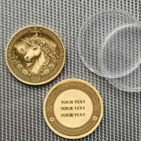 Krafttier Einhorn - Totemtier Messing Münze Beispiel Personalisierung mit Text