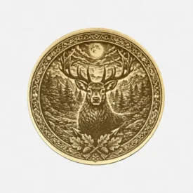 Krafttier Hirsch / Totemtier Messing Münze Vorderseite