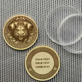 Personalisierte Messingmünze Keiler | Schutzmünze Gravur - Beispiel persönlicher Text
