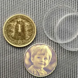 Krafttier Pferd - Totemtier Messing Münze Beispiel Personalisierung mit Foto