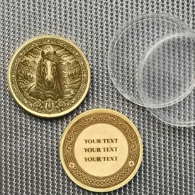 Krafttier Pferd - Totemtier Messing Münze Beispiel Personalisierung mit Text