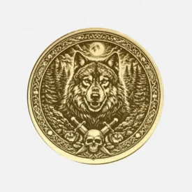 Krafttier Wolf - Totemtier Messing Münze