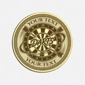 Vorderseite Darts-Münze mit zwei Textfeldern für Name und Verein.