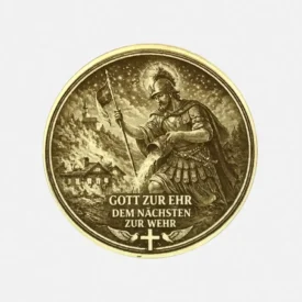 Massive Messingmünze St. Florian Feuerwehr Schutzpatron mit Leitspruch Gott zu Ehr dem andern zur Wehr